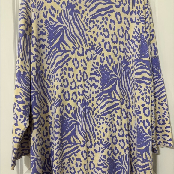 Stylish Purple and Cream Animal Print Cardigan - Picture 3 of 6
